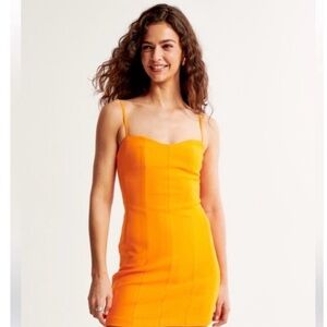 Abercrombie & Fitch Bright Orange Spaghetti Strap Mini Dress